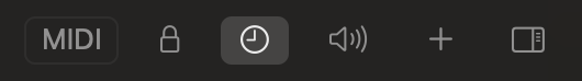 Timing mode button, located in the upper right of the window